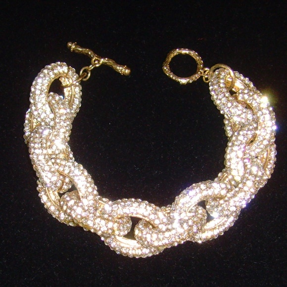 Brilliant Gold-Tone and Rhinestone Chain Link Bracelet - BLING! - Picture 11 of 11